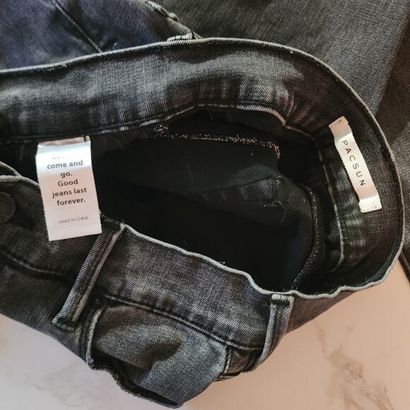 Pacsun Washed Black Skinny Raw Hem Ankle Super High Rise Jeggings Jeans 25S - Picture 9 of 10